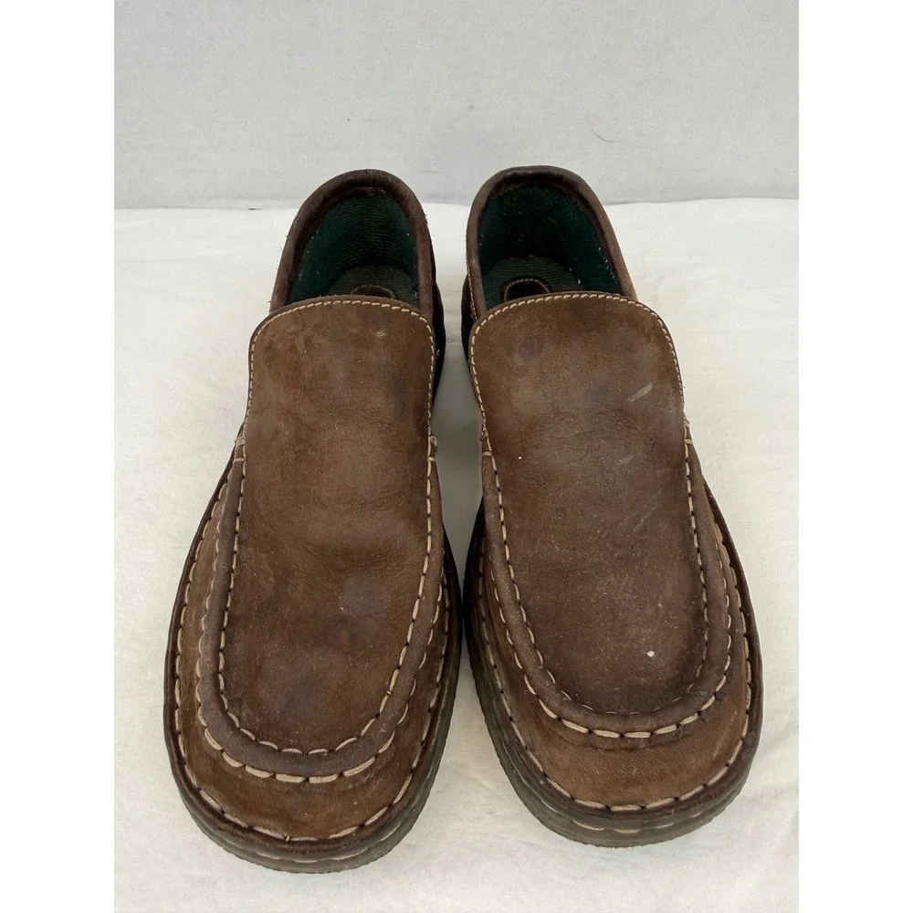GH Bass & Co Womens Brown Suede Leather Slip On Loafers Moc Toe Shoes Size 8.5 M